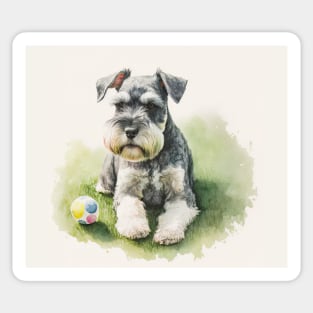 Miniature Schnauzer Watercolour Painting Sticker